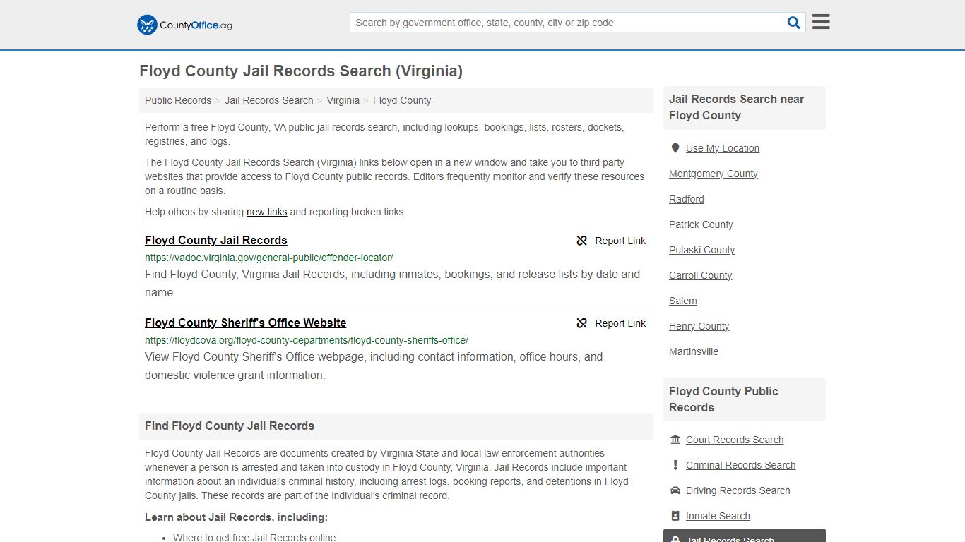 Jail Records Search - Floyd County, VA (Jail Rosters & Records)